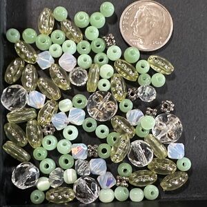 43.  Glass, AB Acrylic & Silver Tone Spacer Loose Beads